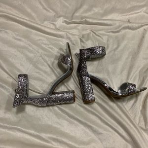 Sparkle Silver Glitter Heels 7.5